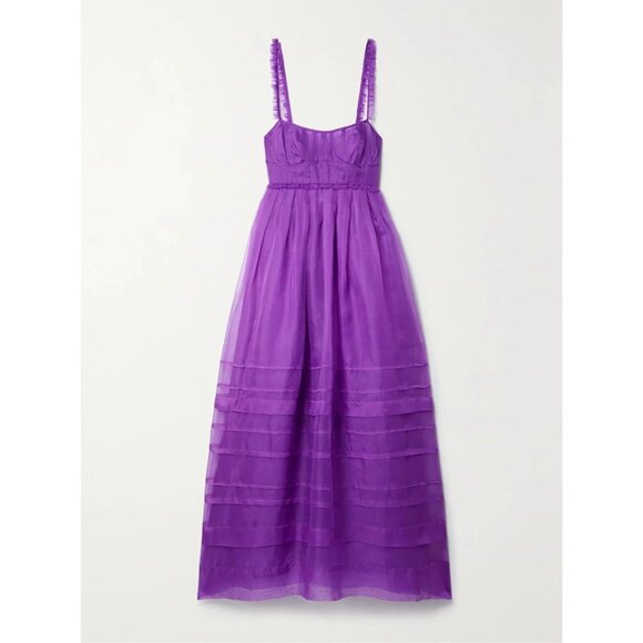 Ulla Johnson Priscilla ruffled tiered silk-organza midi dress 8 NWT $890 - Picture 8 of 15